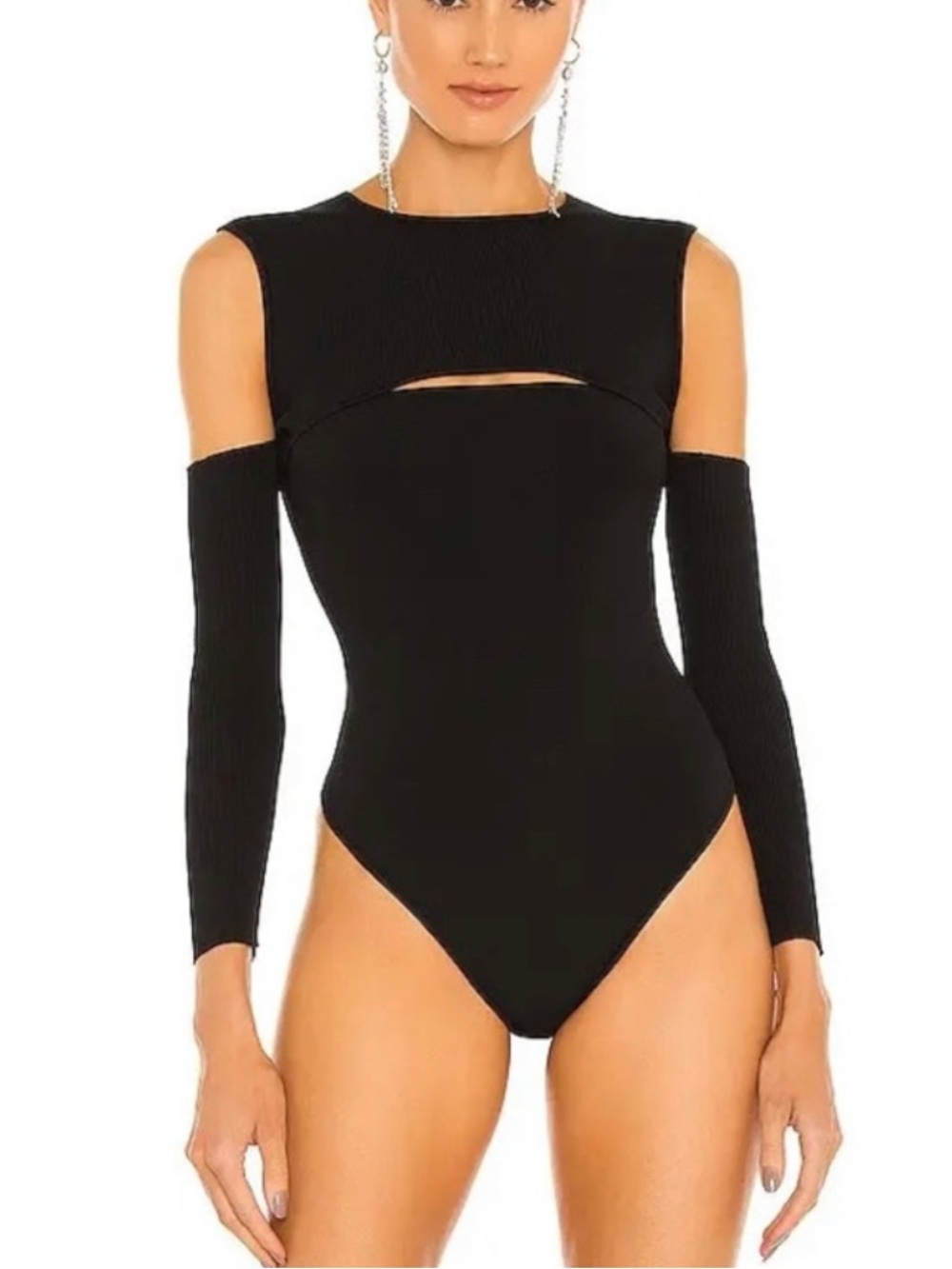 Retrofete NWT Black Cutout Long-Sleeve Bodysuit Size Small